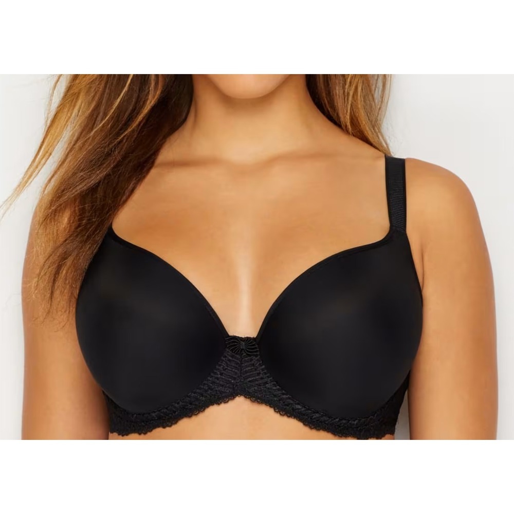 WACOAL 853117 La Femme Molded Underwire Bra Sz 34DD Black t-shirt‎ plunge Black